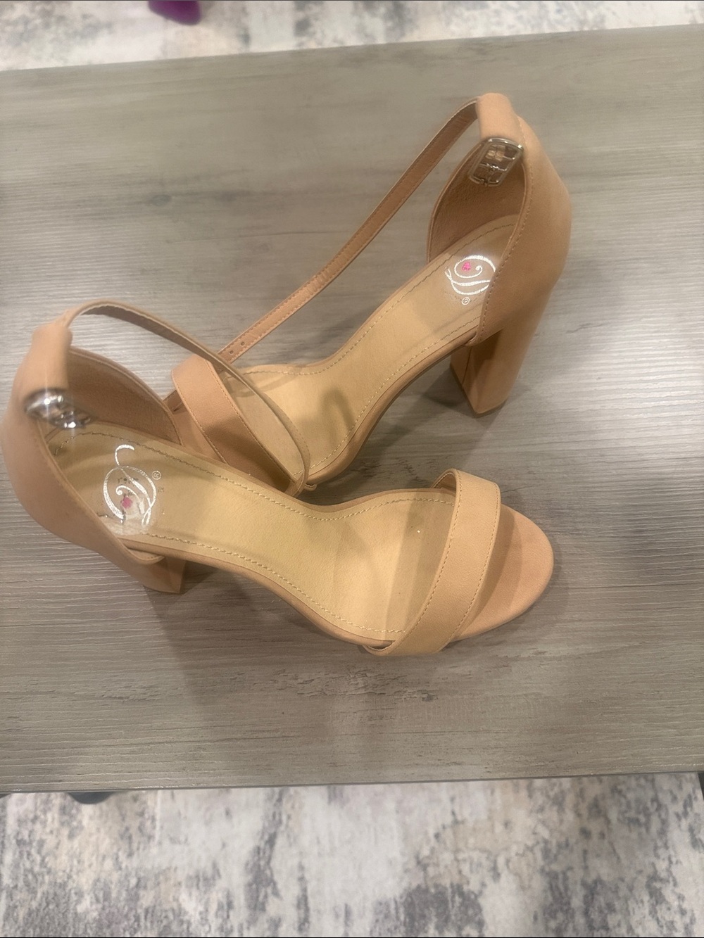 Classic Nude Ankle-Strap Block Heel Sandals